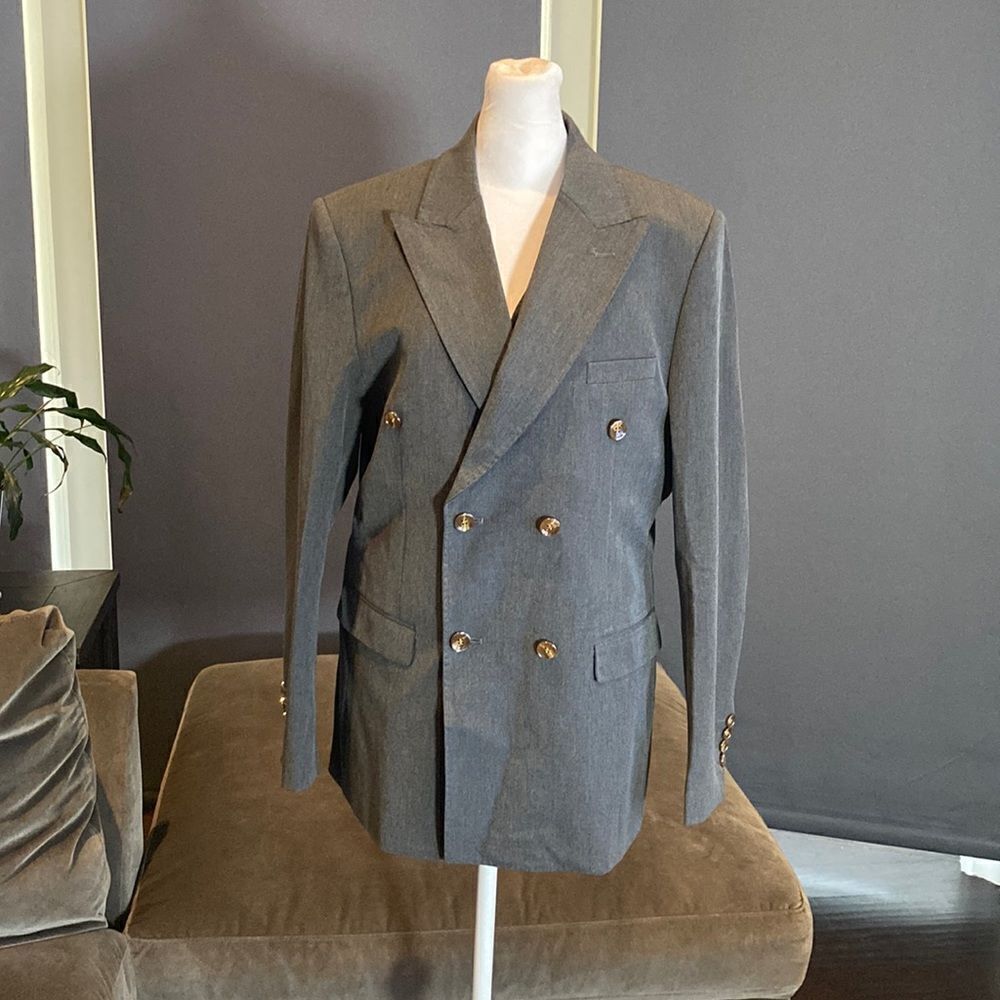 Men’s Mogu 3 Piece Double Breasted Gray Suit Size 38 Jacket 36 Pants NWT